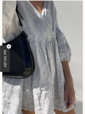 Lightweight Striped V-Neck Babydoll Dress